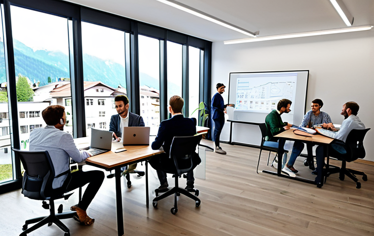 **

"A bustling fintech startup office in Vaduz, Liechtenstein. Young professionals collaborate on laptops, with blockchain diagrams on whiteboards in the background. Modern, minimalist office design, lots of natural light. Everyone is fully clothed in professional attire. Safe for work, appropriate content, perfect anatomy, correct proportions, well-formed hands, natural body proportions, professional."

**
